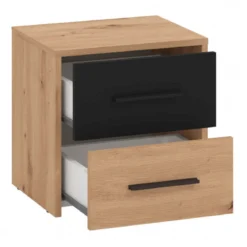 Comodino con 2 Cassetti per Camera da Letto Mobile in Legno Bicolore
