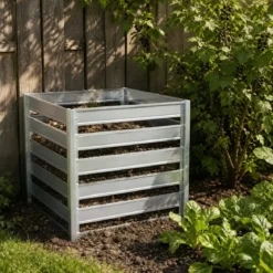 Compostiera da Giardino 704L in Acciaio Zincato 91x91x85cm