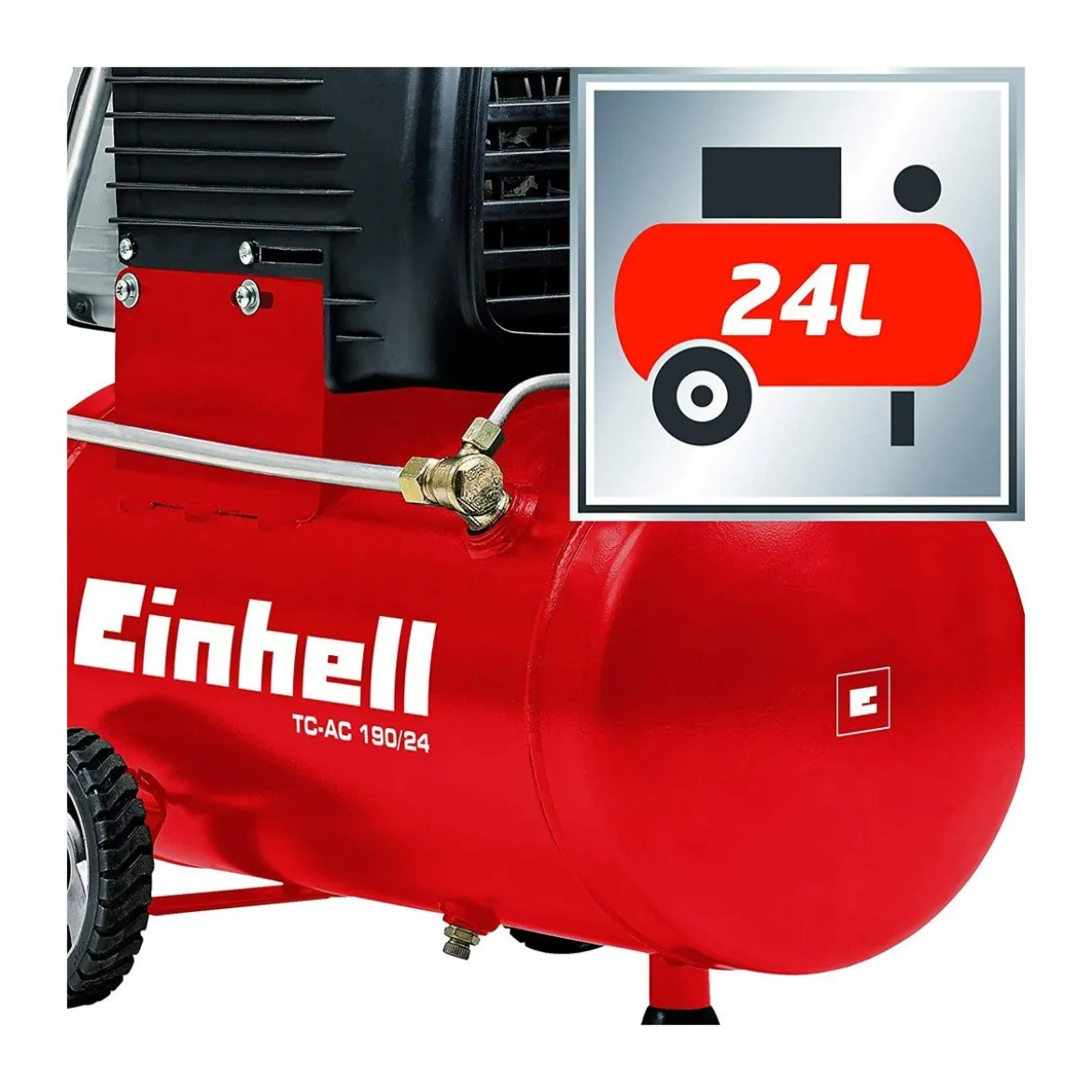 Compressore Aria Einhell 24 Lt Litri Compatto Manometro Elettrico Ruote Valvola