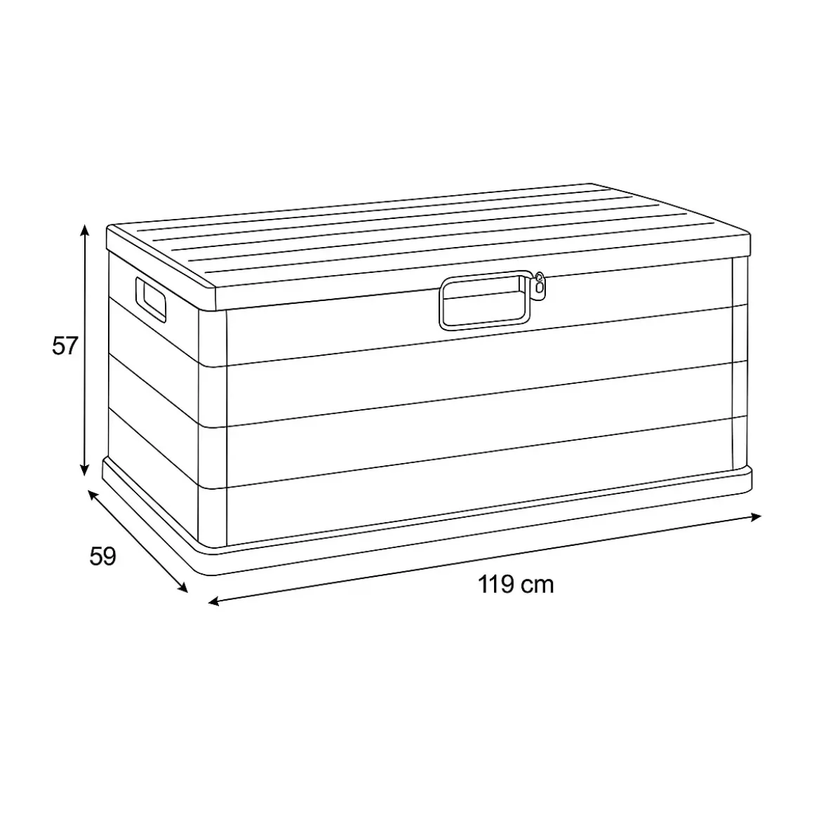 Contenitore Baule 340L 119x59x57 cm in Plastica con Maniglie Integrate
