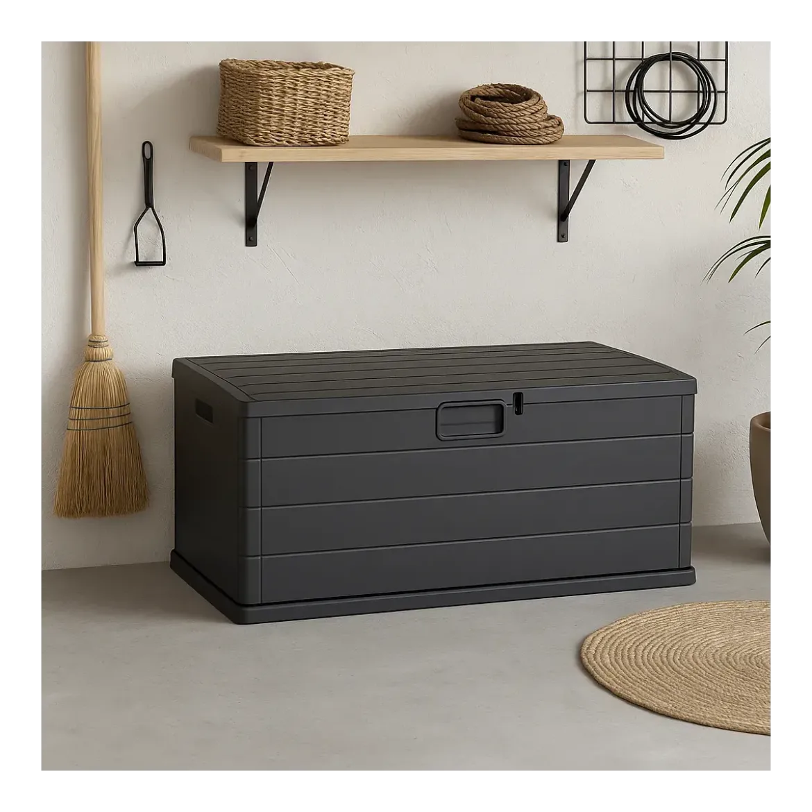 Contenitore Baule 340L 119x59x57 cm in Plastica con Maniglie Integrate