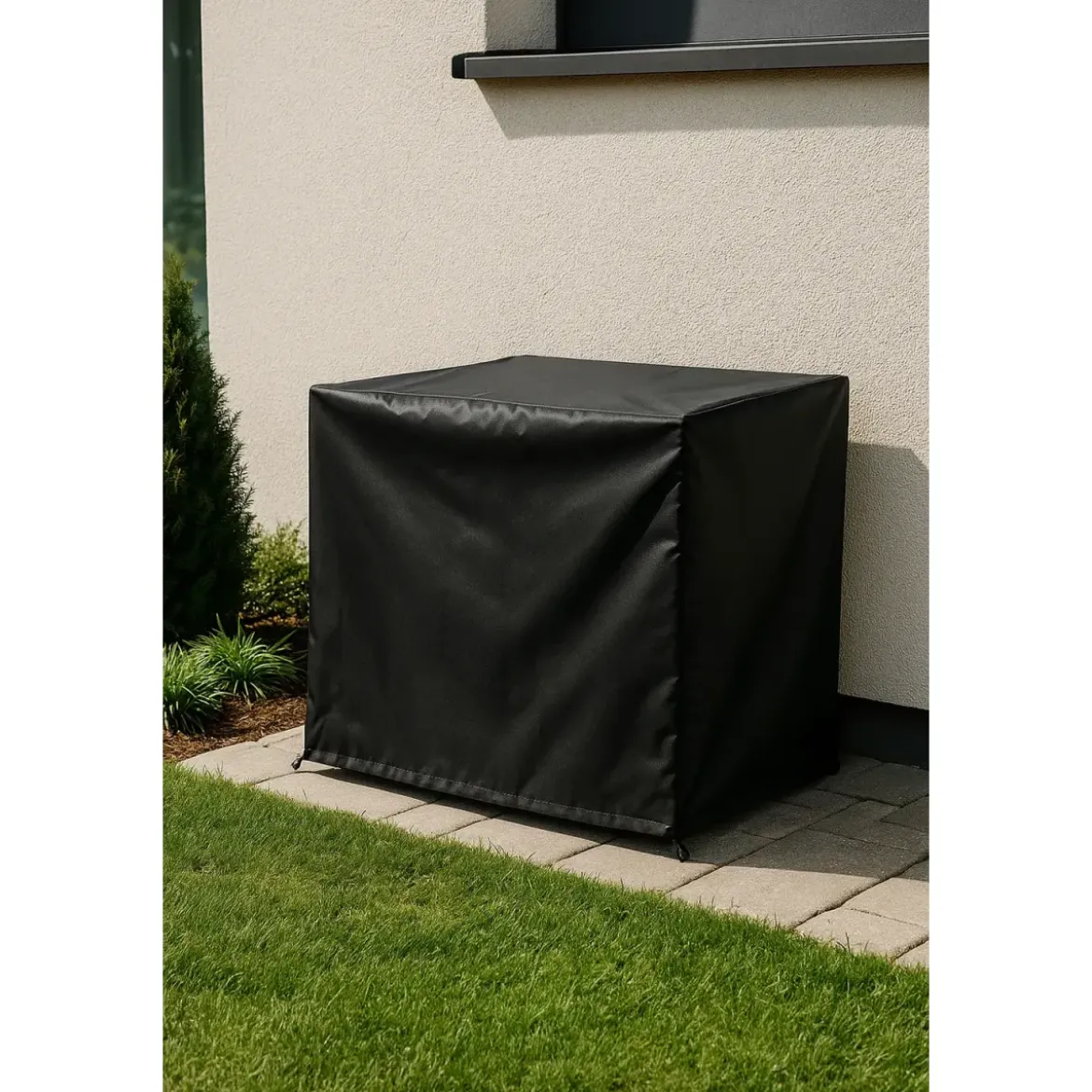 Copertura Impermeabile per Condizionatore 88x40x62 cm Poliestere Nero