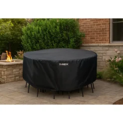 Copertura Tavolo e Sedie Ø193 h 89 cm Poliestere Nero Impermeabile