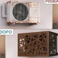 Copri Condizionatore da Esterno Decorazione Alluminio Bronzo 86x44x68