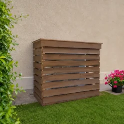 Copri Condizionatore Legno Termotrattato da Esterno con Lamelle Fisse