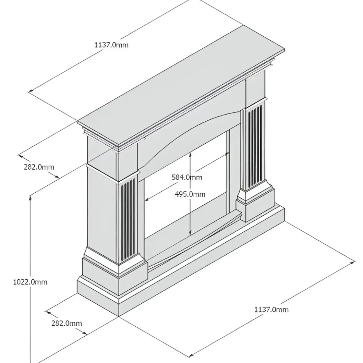 Cornice Decorativa Camino Finto Tagu Magna Bianco in Legno MDF Caminetto