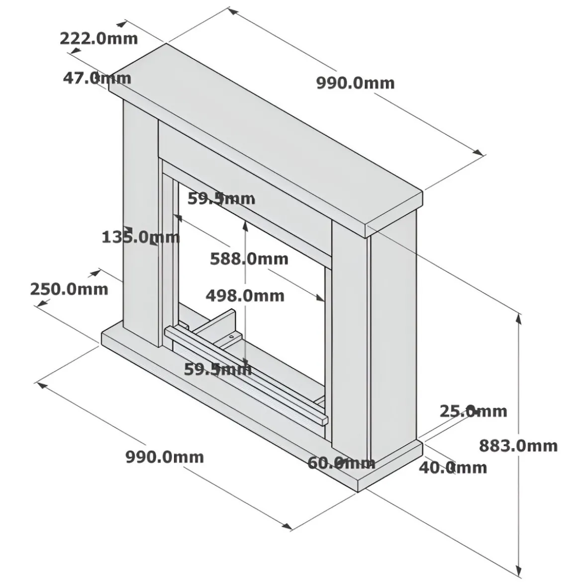 Cornice Decorativa Tagu Frode Finto Caminetto Bianco in Legno da Incasso