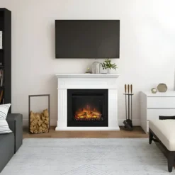 Cornice per Camino Decorativa Tagu Larsen Caminetto in Legno MDF Bianco