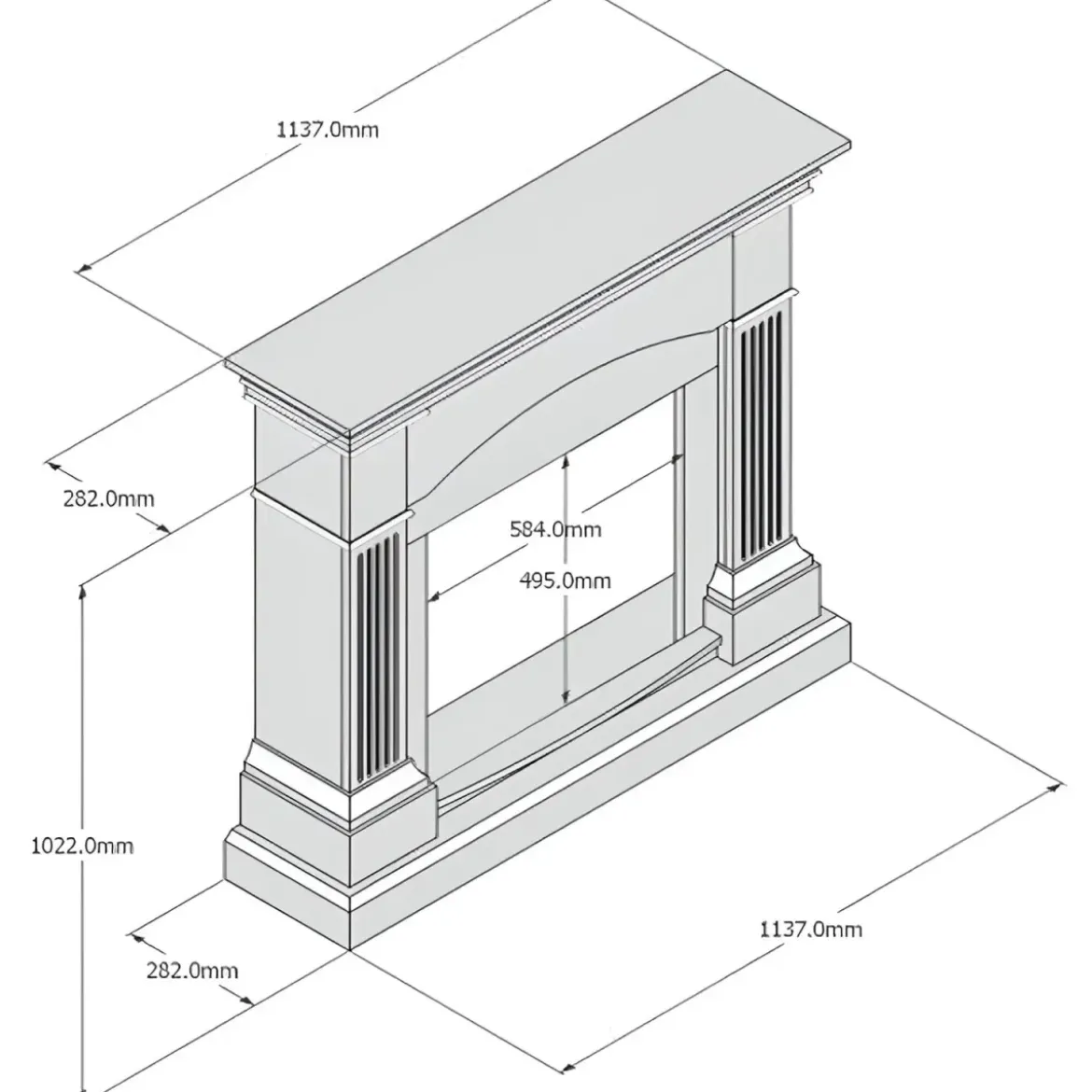 Cornice per Camino Finto Caminetto Tagu Magna in Legno MDF Nero