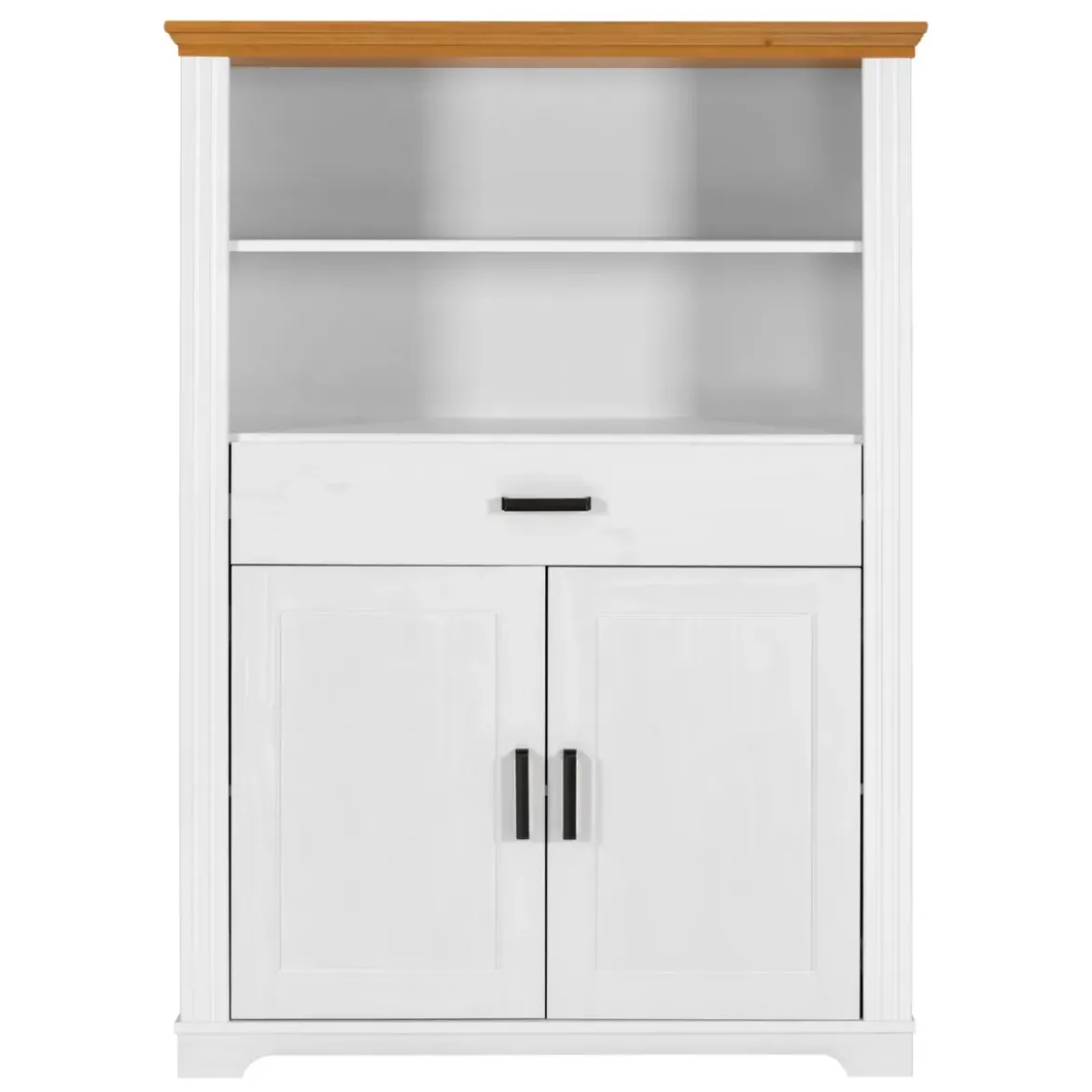 Credenza Alta da Cucina in Legno Bianco Rovere Ante Cassetti Ripiani