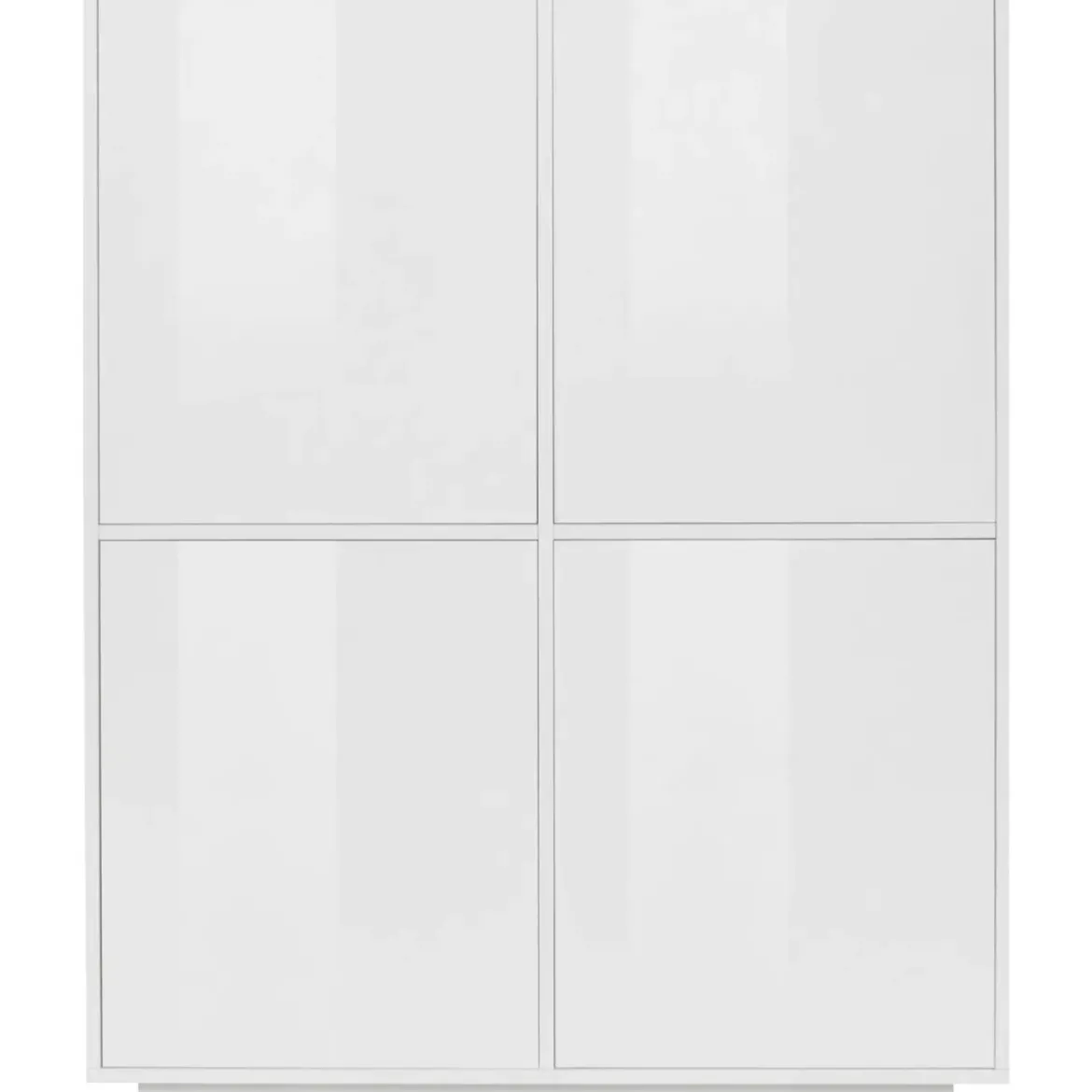 Credenza Alta da Soggiorno 100 cm Bianco Laccato Lucido 4 Ante 6 Vani