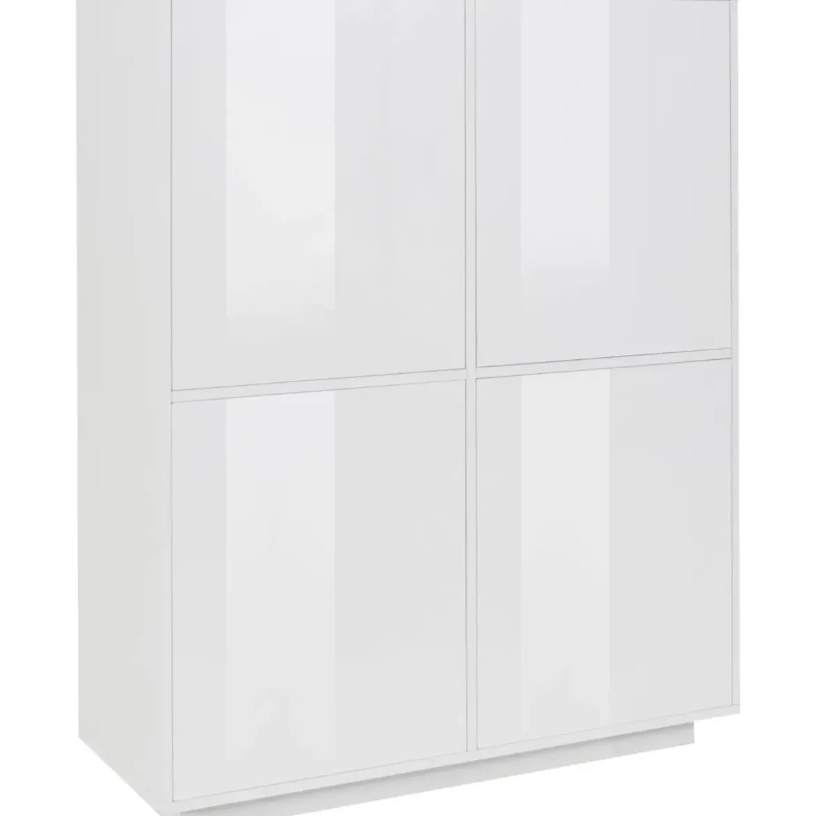 Credenza Alta da Soggiorno 100 cm Bianco Laccato Lucido 4 Ante 6 Vani