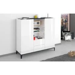 Credenza Alta per Soggiorno 120x40x132,5 Bianco Ardesia