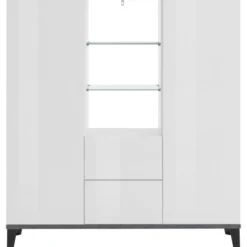 Credenza Alta per Soggiorno 120x40x132,5 Bianco Ardesia