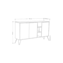 Credenza 3 Ante Antracite e Rovere Mobile Piattaia con Ripiani Soggiorno Sala