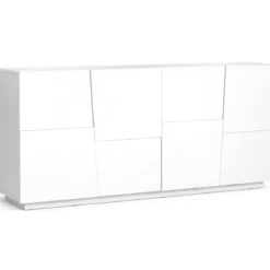 Credenza 4 Ante Bianco Laccato Madia 2 Ripiani Soggiorno Moderno