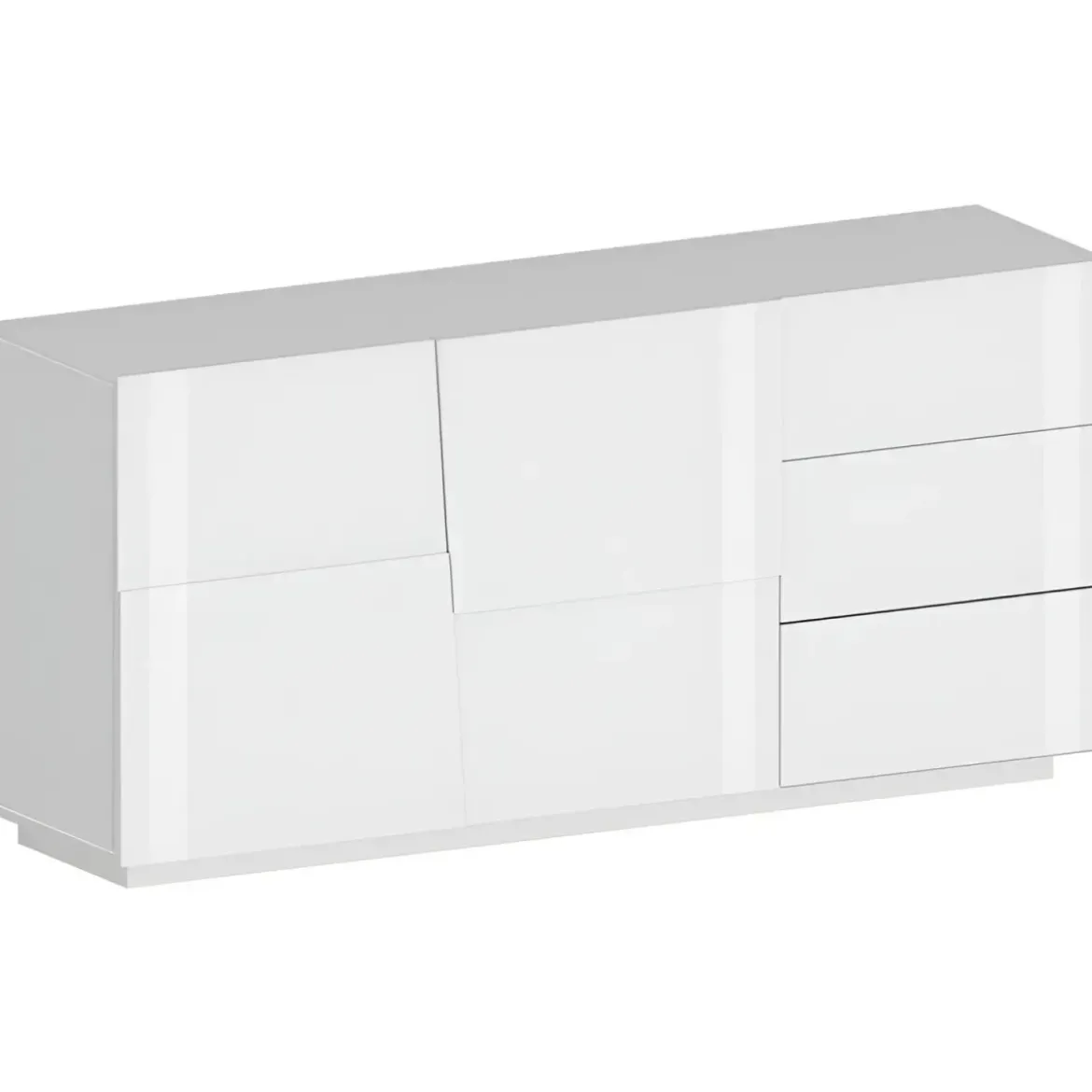 Credenza 2 Ante 3 Cassetti Madia in Legno Nobilitato Bianco Laccato