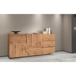 Credenza 2 Ante 3 Cassetti Madia in Legno Nobilitato Rovere Wotan