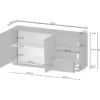 Credenza 2 Ante 3 Cassetti Madia in Legno Nobilitato Antracite Opaco