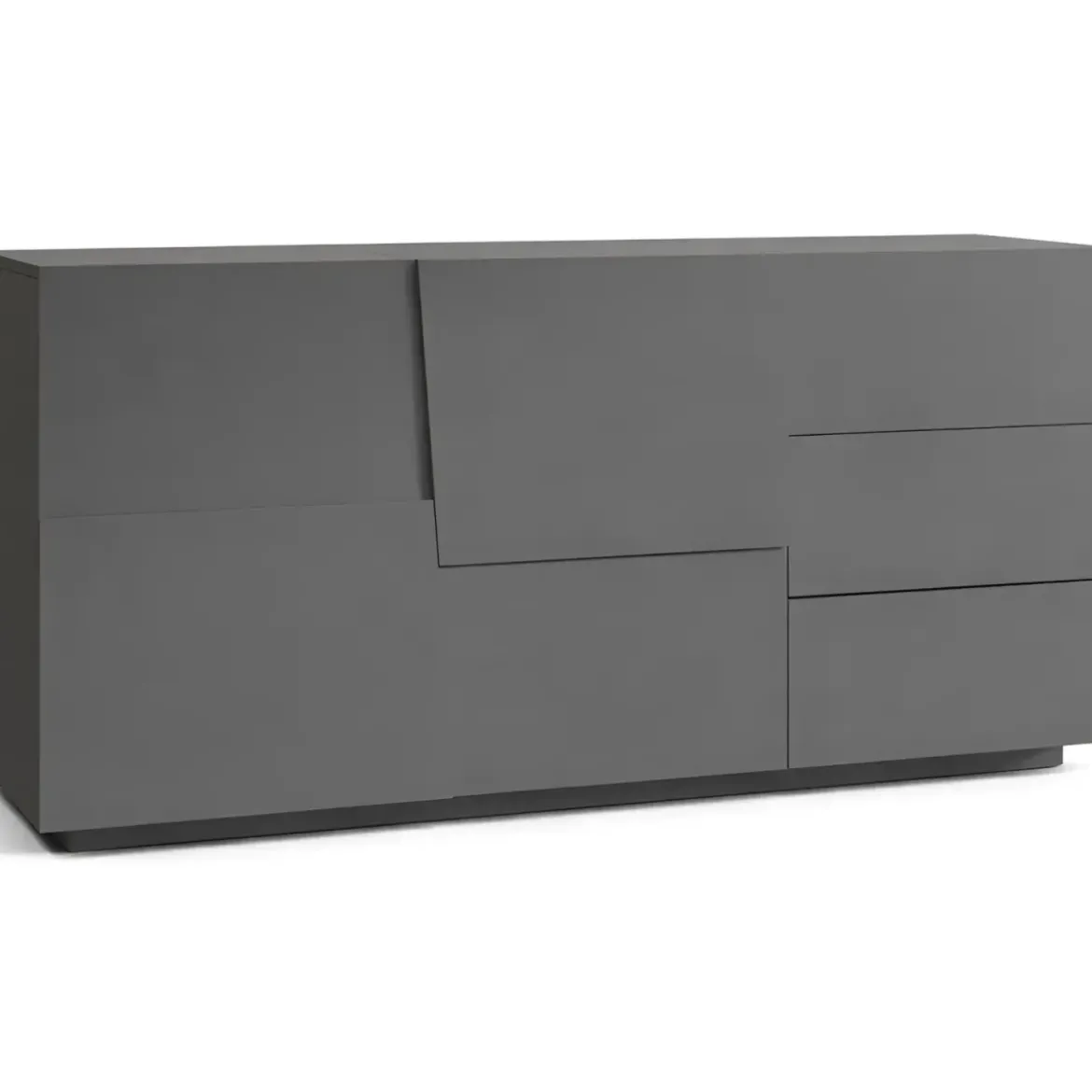 Credenza 2 Ante 3 Cassetti Madia in Legno Nobilitato Antracite Opaco