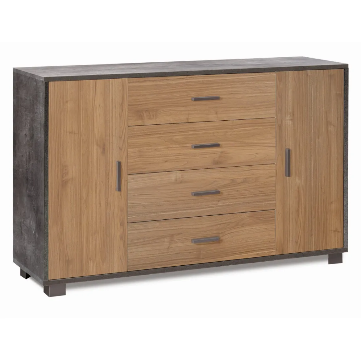 Credenza 2 Ante 4 Cassetti Mobile Madia Nero Noce Contenitore Salotto