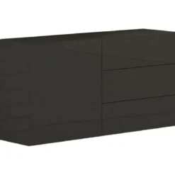 Credenza Antracite Lucida 110 cm Mobile Madia con 3 Cassetti e 1 Ante