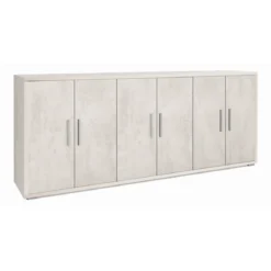 Credenza Armadio Basso Legno Mobile 6 Ante 200 Bianco Ripiani TV Moderno