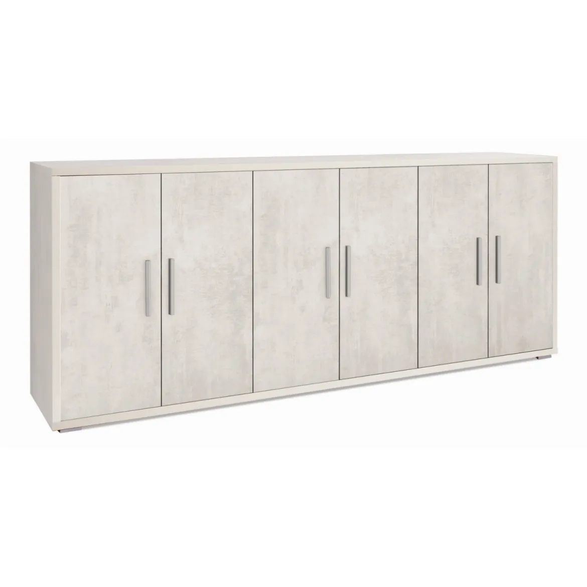 Credenza Armadio Basso Legno Mobile 6 Ante 200 Bianco Ripiani TV Moderno