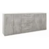 Credenza Armadio Basso Mobile con 4 Ante 4 Cassetti Cemento in Legno Tv