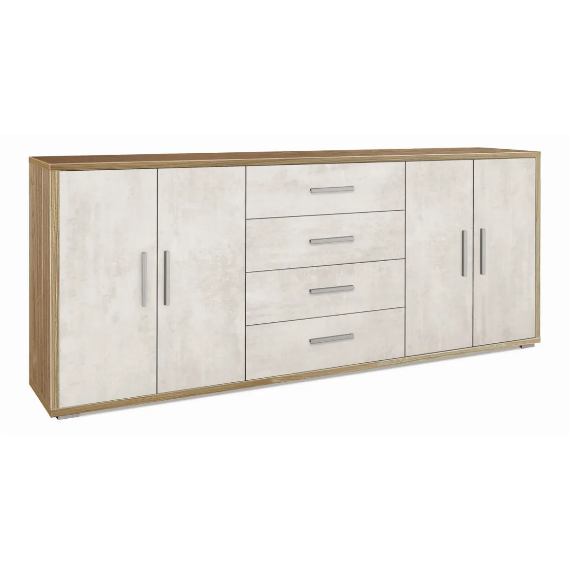 Credenza Armadio 200 cm 4 Ante 4 Cassetti Noce Bianco Basso in Legno Tv