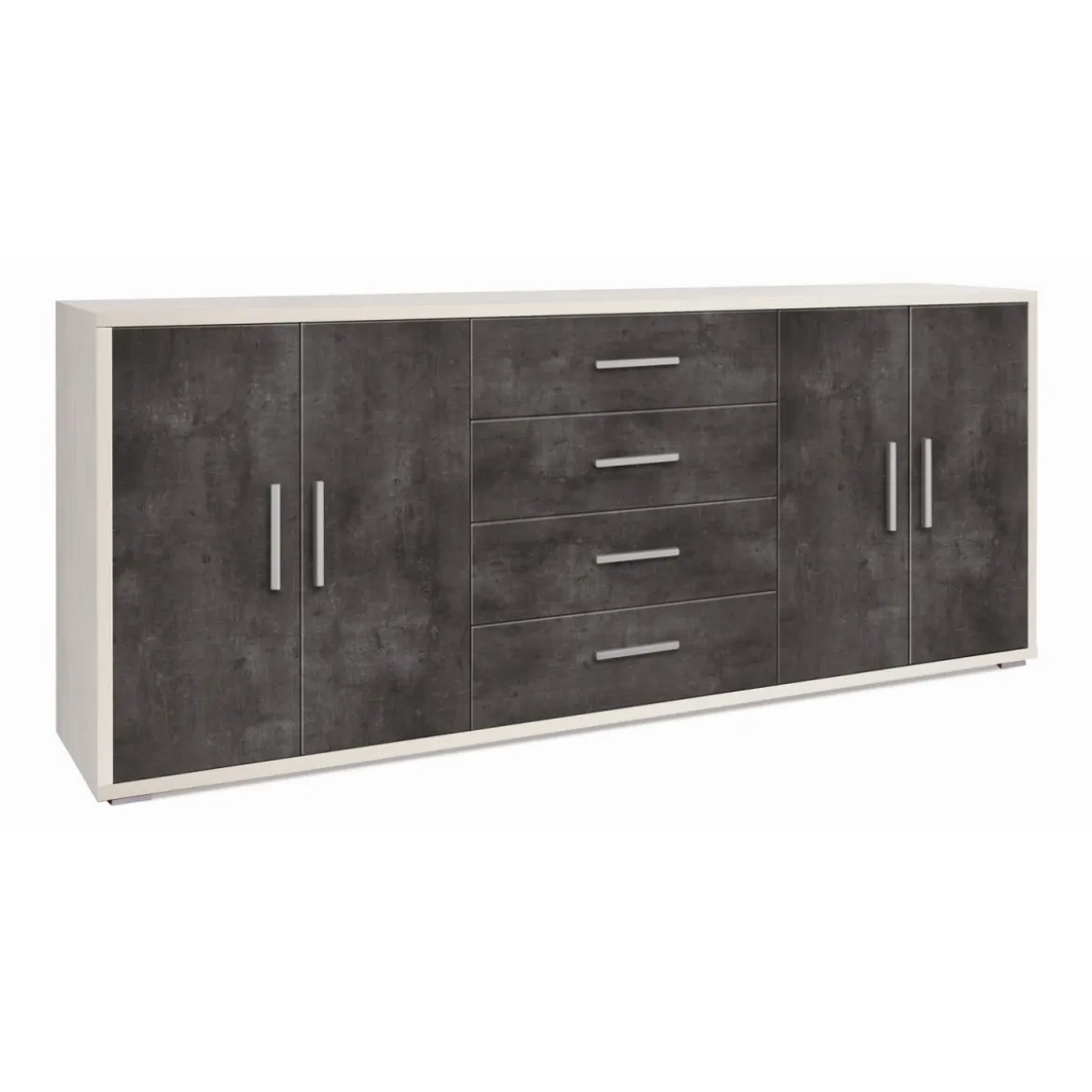 Credenza Bianco Nero Armadio 200 cm 4 Ante 4 Cassetti Basso in Legno Tv
