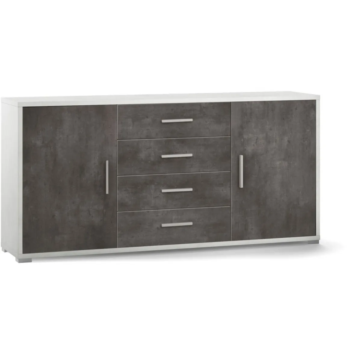 Credenza Bianco Nero Contenitore Mobile 2 Ante 4 Cassetti in Legno Tv