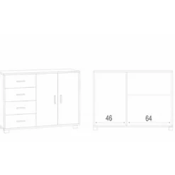 Credenza Cemento Bianco Mobile 2 Ante 4 Cassetti Madia Contenitore Salone