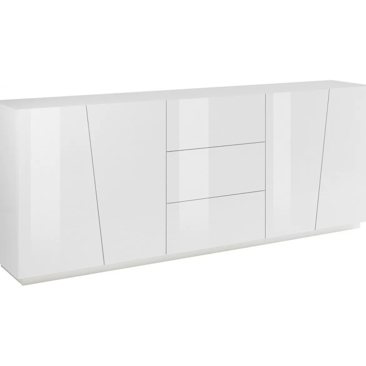 Credenza con 4 Ante e 3 Cassetti Bianco Lucido Madia per Soggiorno