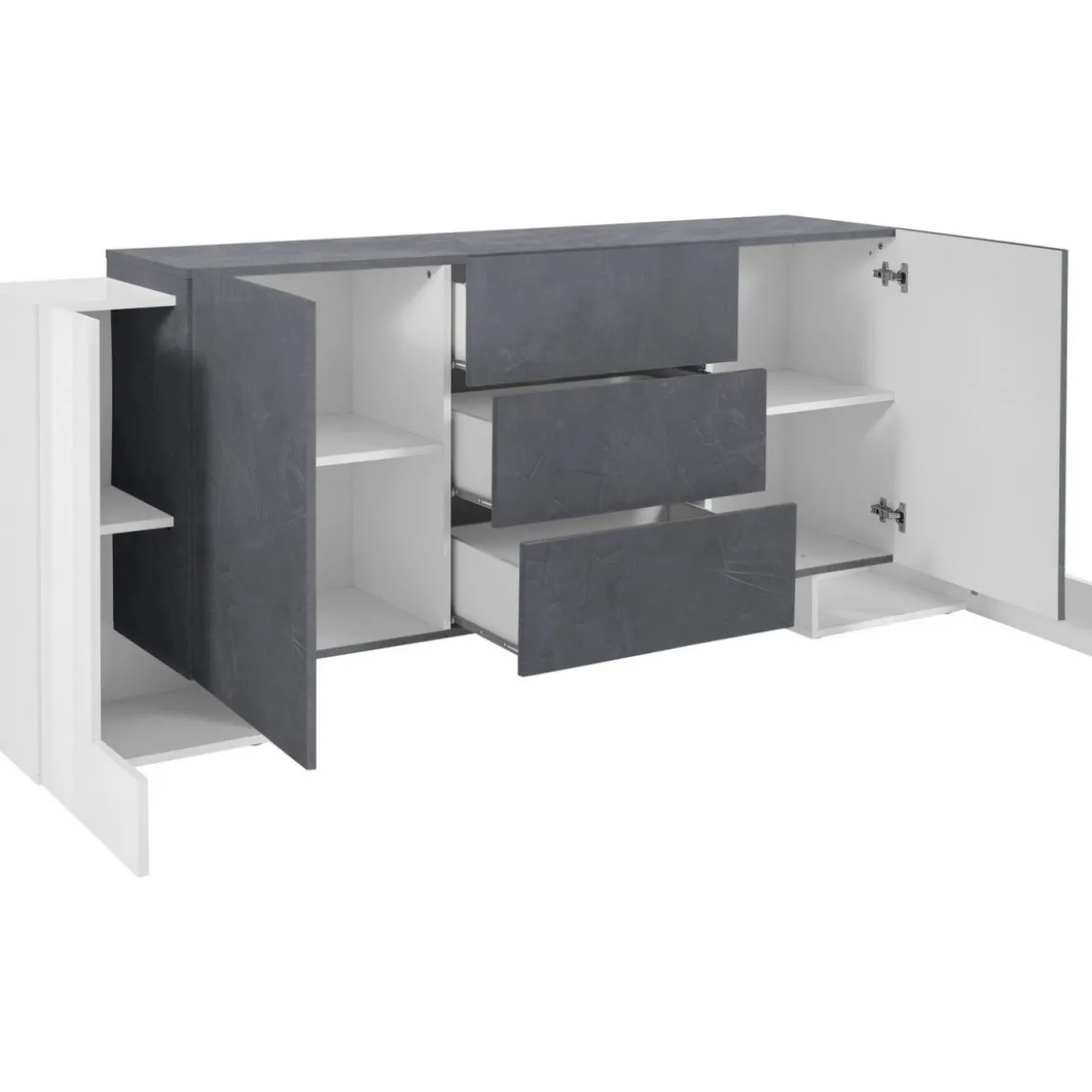 Credenza con Ante e Cassetti da 210 Bianco e Grigio Madia per Ingresso