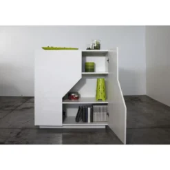 Credenza con 2 Ante Mobile in Legno Bianco Lucido 80 cm da Ingresso