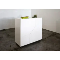 Credenza con 2 Ante Mobile in Legno Bianco Lucido 80 cm da Ingresso