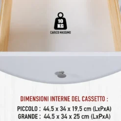 Credenza da Cucina 3 Cassetti 2 Ante in Legno Bianco Madia Moderna