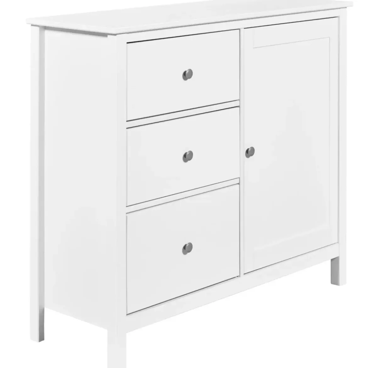 Credenza da Cucina 3 Cassetti 1 Anta in Legno Bianco Madia Moderna