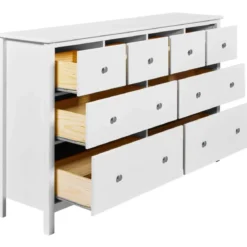 Credenza da Cucina Cassettiera 8 Cassetti in Legno Bianco Moderna