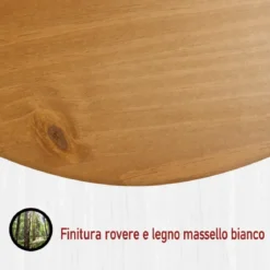 Credenza da Cucina in Legno Massello Bianco Rovere 2 Ante 3 Cassetti