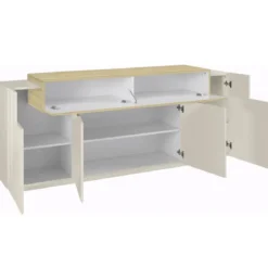 Credenza da Cucina Soggiorno Beige Rovere 5 Ante Battenti Ribalta
