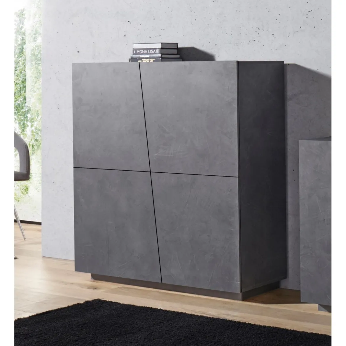 Credenza da Ingresso Ardesia Madia 120 cm Laccato Mobile con 4 Ante