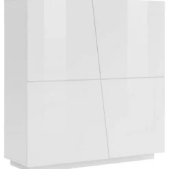 Credenza da Ingresso Madia 120 cm Laccato Bianco Mobile con 4 Ante