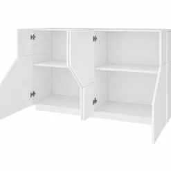 Credenza da Soggiorno 200 cm Bianco Laccato Lucido 4 Ante 2 Ripiani