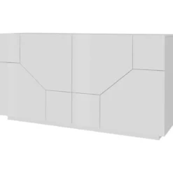 Credenza da Soggiorno 200 cm Bianco Laccato Lucido 4 Ante 2 Ripiani