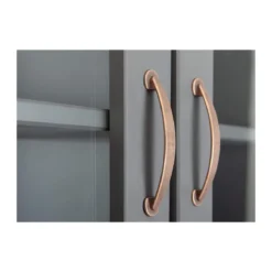 Credenza Grigia Alta Mobile 2 Ante con Cassetti Vetrina da Cucina Ingresso Legno