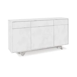 Credenza Madia 3 Ante 3 Cassetti Bianco Mobile Contenitore da Soggiorno