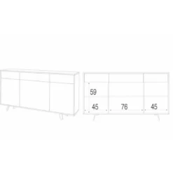 Credenza Madia 3 Ante 3 Cassetti Bianco Nero Mobile Soggiorno Armadio