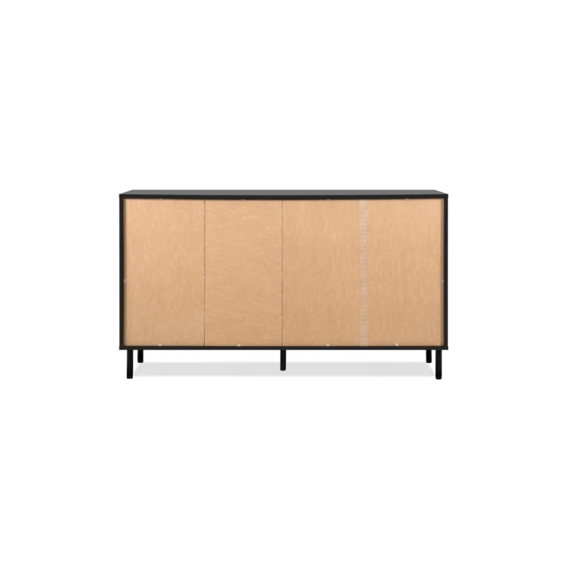 Credenza Madia 3 Ante e 4 Cassetti Nero con listelli Rovere